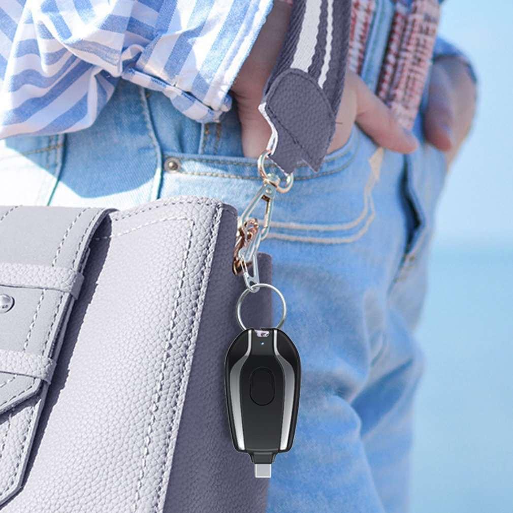 1500mAh Mini Power Emergency Pod Keychain Charger With Type-C Ultra-Compact Mini Battery Pack Fast Charging Backup Power Bank-pamma store