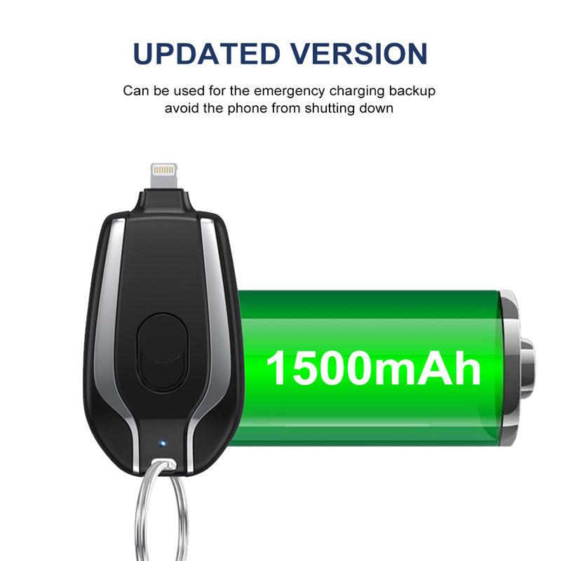 1500mAh Mini Power Emergency Pod Keychain Charger With Type-C Ultra-Compact Mini Battery Pack Fast Charging Backup Power Bank-pamma store