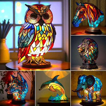2024 3D Colored Animal Light Desk Lamp Animal Series Decorative Night Light Animal Elephant Owl Cat Vintage Table Lamp Home Decoration-pamma store