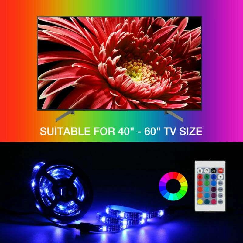 4x50CM USB 5V RGB LED Strip Background Light Remote Kit For TV Computer Lamp-pamma store