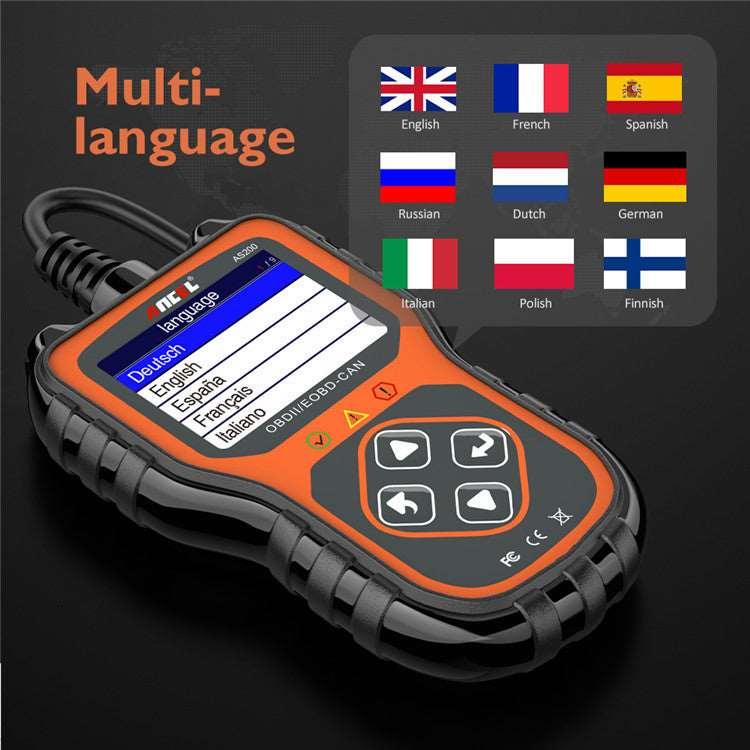 Ancel As200 Obd2 Scanner Car Diagnostic Tool Engine Test Equipment Overseas Version Multilingual-pamma store