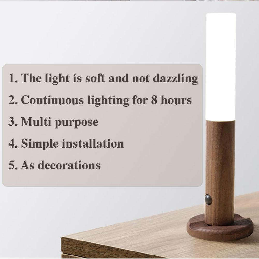 Auto LED USB Magnetic Wood Wireless Night Light Corridors Porch Lights PIR Motion Sensor Wall Light Cabinet Lamp-pamma store