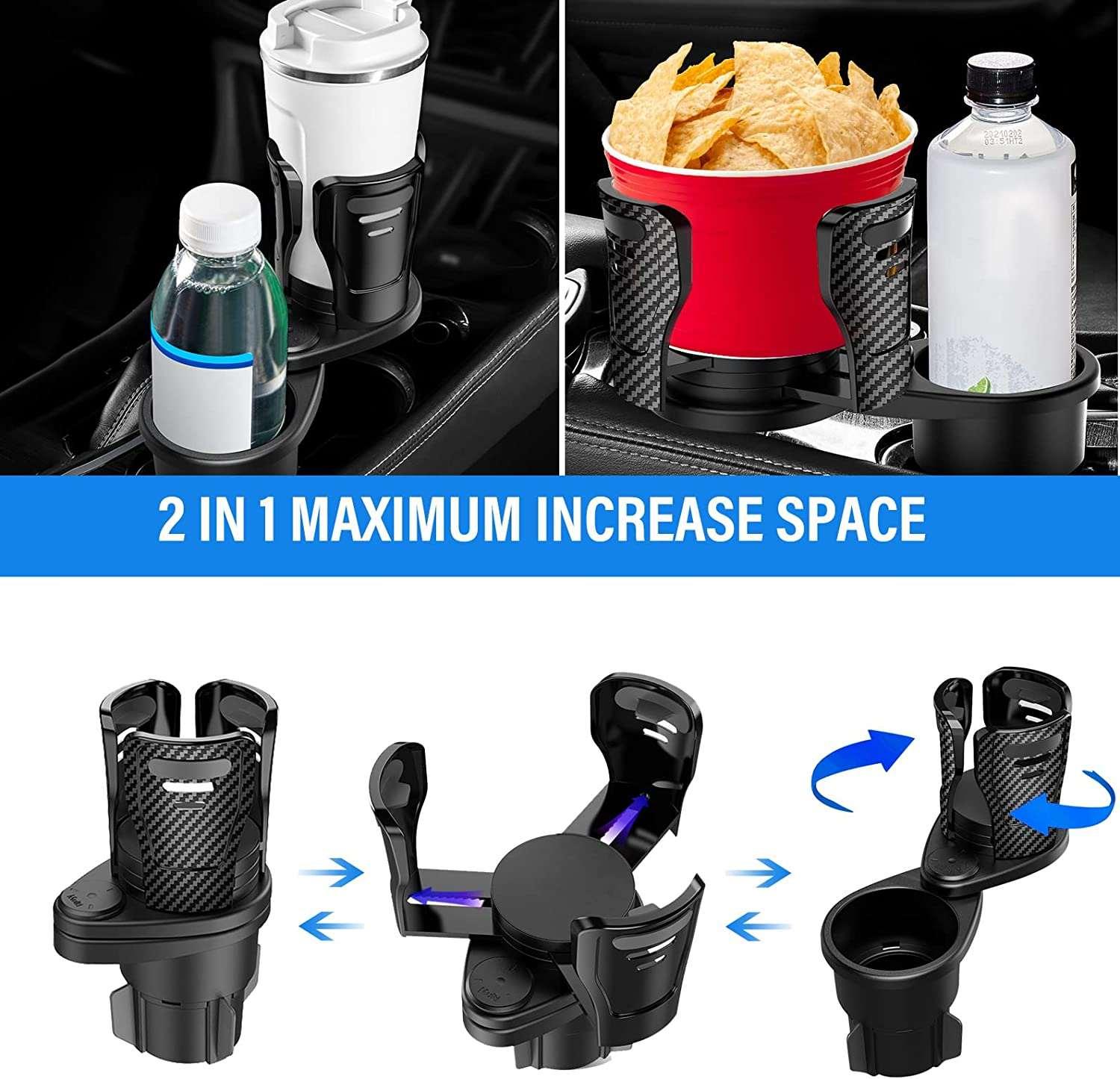 Car Drinking Bottle Holder 360 Degrees Rotatable Water Cup Holder Sunglasses Phone Organizer Storage Car Interior Accessories-pamma store
