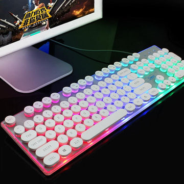 Colorful Crystal Luminous Wired Keyboard Mouse Set-pamma store