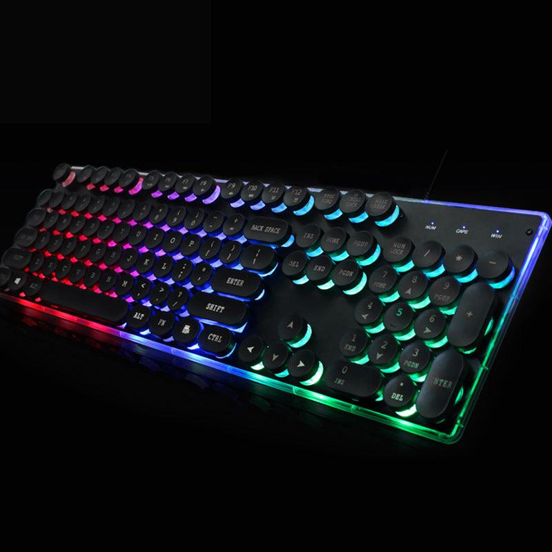 Colorful Crystal Luminous Wired Keyboard Mouse Set-pamma store