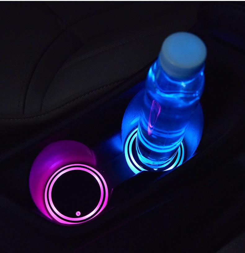 Colorful Cup Holder LED Light-up Coaster Solar & USB Charging Non-slip Coaster Ambient Light For Car Automatically-pamma store