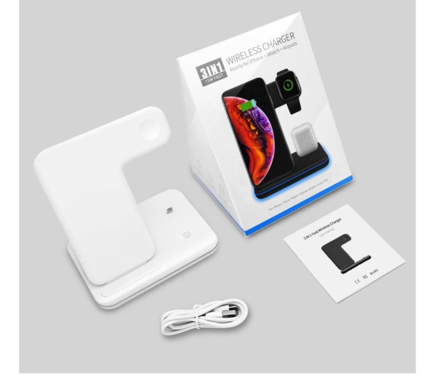Compatible Mobile Phone Watch Earphone Wireless Charger 3 In 1 Wireless Charger Stand-pamma store