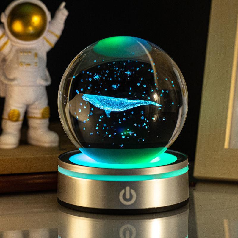 Creative 3D Inner Carving Luminous Crystal Ball Colorful Gradient Small Night Lamp Home Decorations Gifts Selection-pamma store