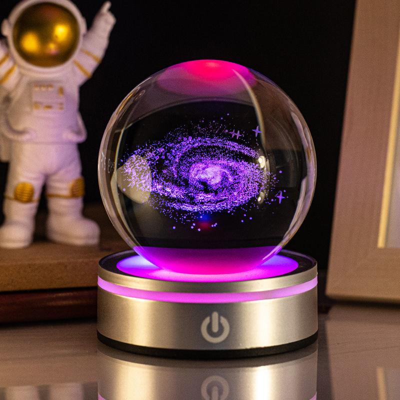 Creative 3D Inner Carving Luminous Crystal Ball Colorful Gradient Small Night Lamp Home Decorations Gifts Selection-pamma store