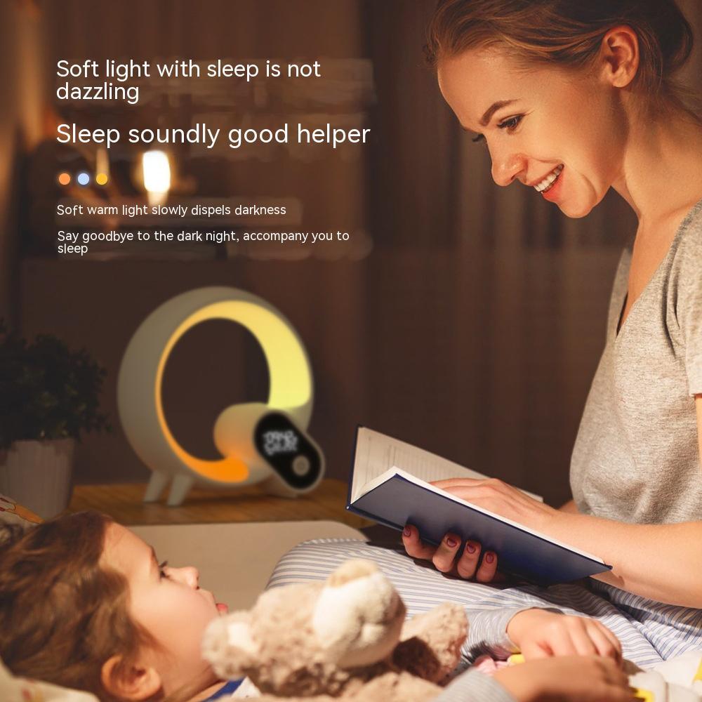 Creative Q Light Analog Sunrise Digital Display Alarm Clock Bluetooth Audio Intelligent Wake-up Q Colorful Atmosphere Light-pamma store