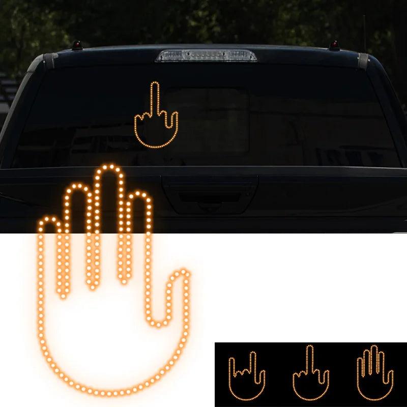 Funny New LED Illuminated Gesture Light Car Finger Light With Remote Road Rage Signs Middle Finger Gesture Light Hand Lamp-pamma store
