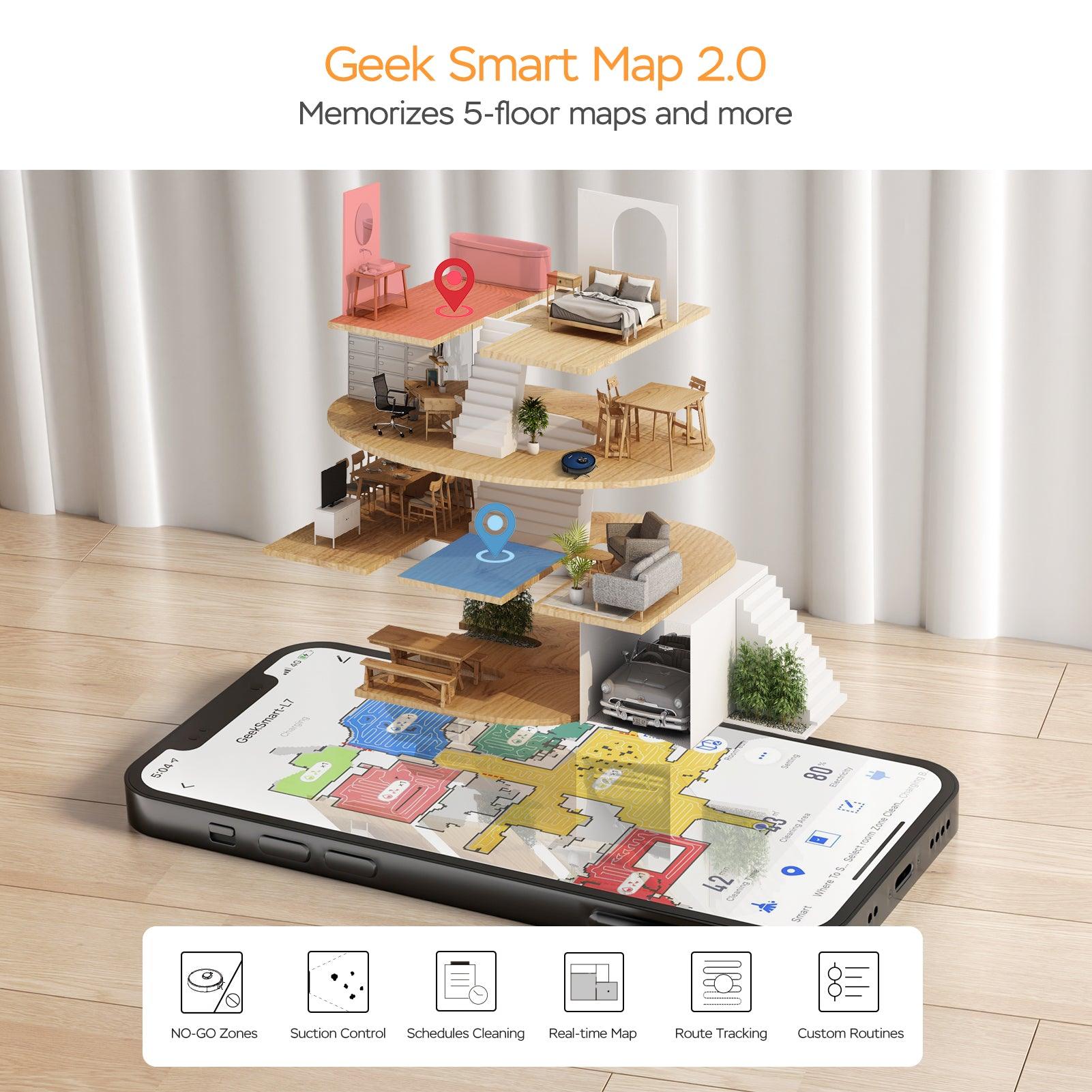 Geek Smart L7 Robot Vacuum Cleaner And Mop, LDS Navigation, Wi-Fi Connected APP, Selective Room Cleaning,MAX 2700 PA Suction, Ideal For Pets And Larger Home Banned From Selling On Amazon-pamma store