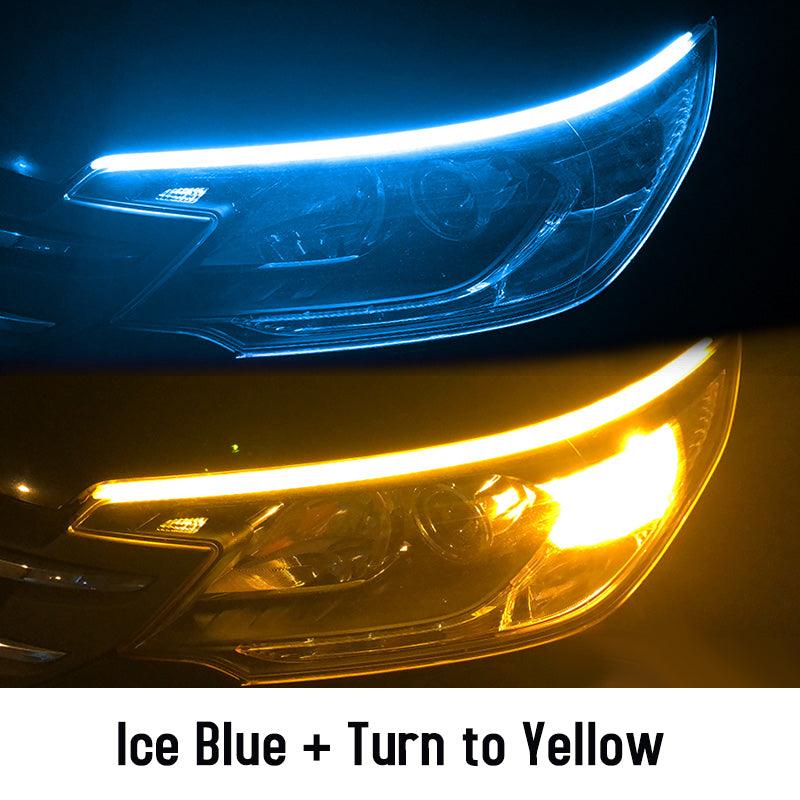 Led DRL Car Daytime Running Lights Flexible Waterproof Auto Turn Signal Yellow Brake Side Headlights Light Car Accessories-pamma store