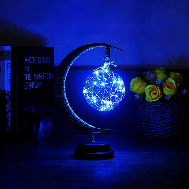 Led Moon Light Wrought Iron Ornament Light Star Shape Copper Wire Light Decorative Light USB Battery-pamma store