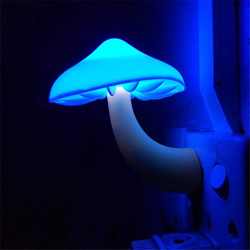LED Night Light Mushroom Wall Socket Lamp EU US Plug Warm White Light-control Sensor Bedroom Light Home Decoration-pamma store