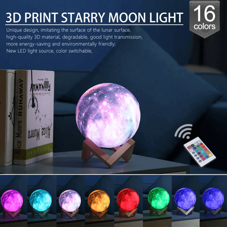 LED USB Star Galaxy Moon Lamp Stand Remote 3D Bedroom Night Light USB LED Earth Planet Lamp-pamma store