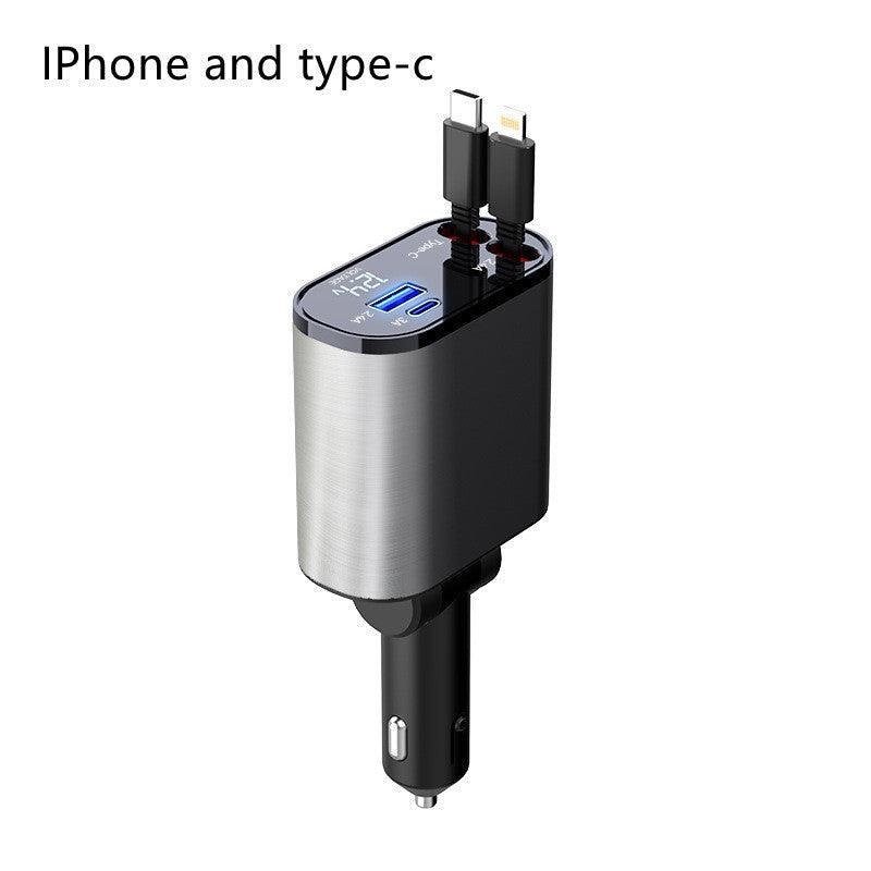 Metal Car Charger 100W Super Fast Charging Car Cigarette Lighter USB And TYPE-C Adapter-pamma store