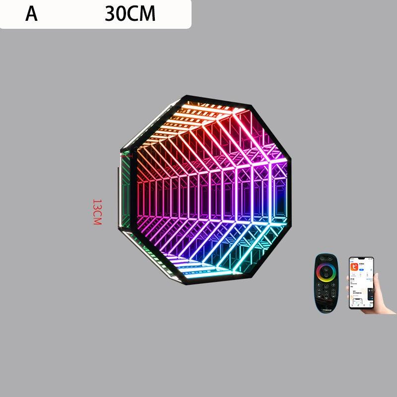 Modern Creative Abyss Melaleuca Mirror Colorful Wall Lamp Octagon-pamma store