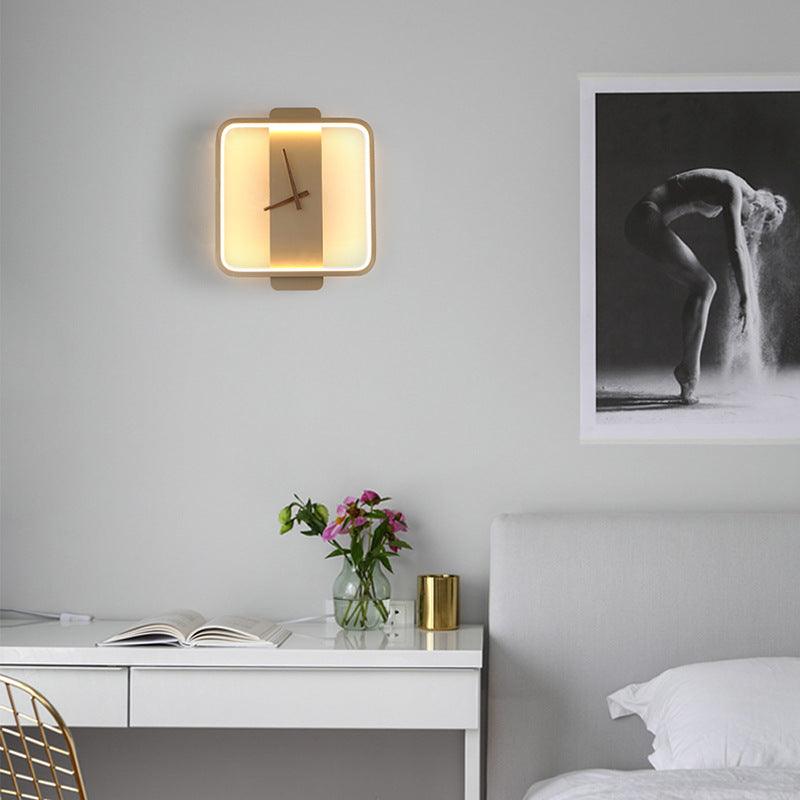 Nordic Wall Lamp Bedroom Bedside Lamp Clock Modeling Lamp-pamma store