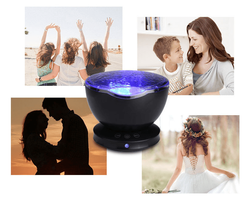 Ocean Wave Projector LED Night Light Remote Control TF Cards Music Player Speaker Aurora Projection-pamma store