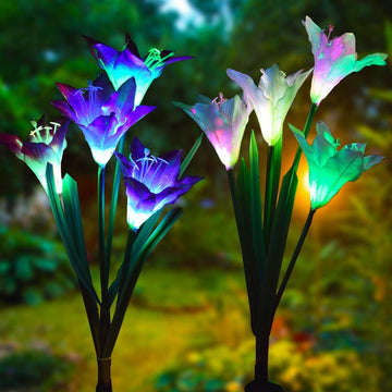 Outdoor Solar Garden Light Waterproof 7 LED Colorful Color Lawn Light Lily Fairy Lights Christmas Decoration Patio Lighting-pamma store