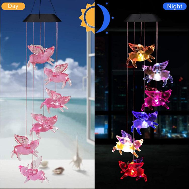 Outdoor Solar Wind Chime Lamp Hummingbird Butterfly Ball Wind Chime Garden Decoration-pamma store