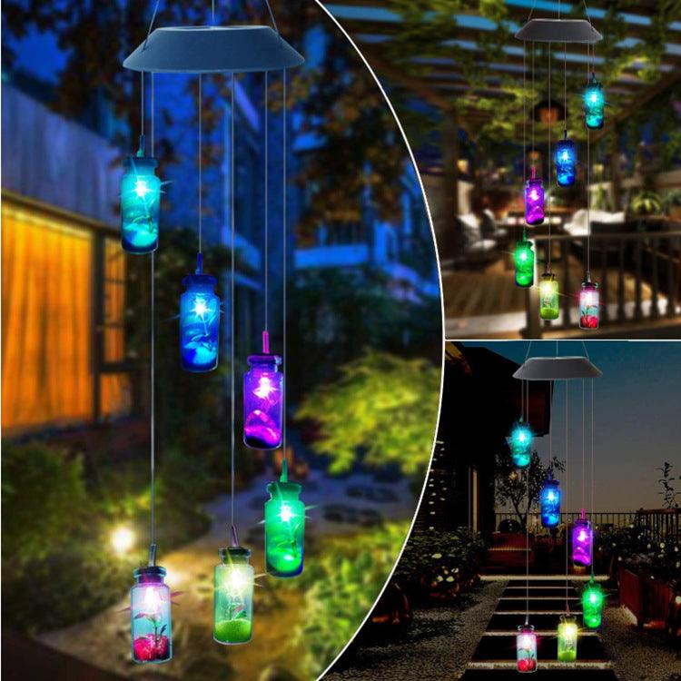 Outdoor Solar Wind Chime Lamp Hummingbird Butterfly Ball Wind Chime Garden Decoration-pamma store