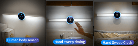 Smart Cabinet Light Clock Timing Sensor Light Removable LED Wardrobe Light Manual Sweep Switch Light-pamma store