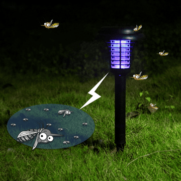 Solar Led Rechargeable Anti-Mosquito Lamp Electronic Fly Bug Zapper Insect Pest  Uv Trap Outdoor Garden Lawn Lamp