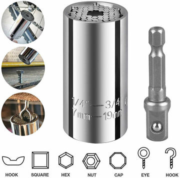 Universal Socket Wrench Alligator Magical Grip Multi Shapes Tool Drill Adapter-pamma store