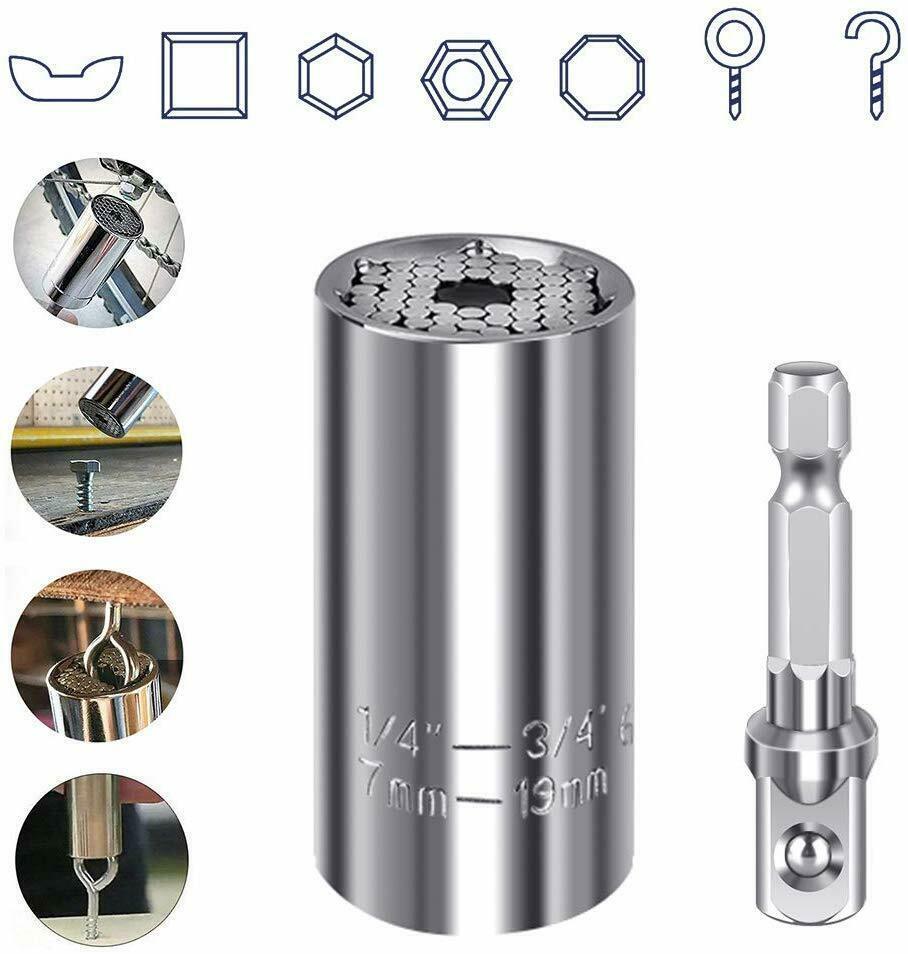 Universal Socket Wrench Alligator Magical Grip Multi Shapes Tool Drill Adapter-pamma store